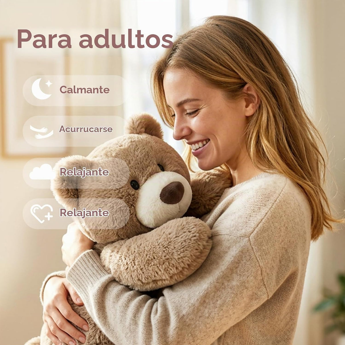 Niuniu Daddy Bear - Almohada de peluche con peso para niños y adultos