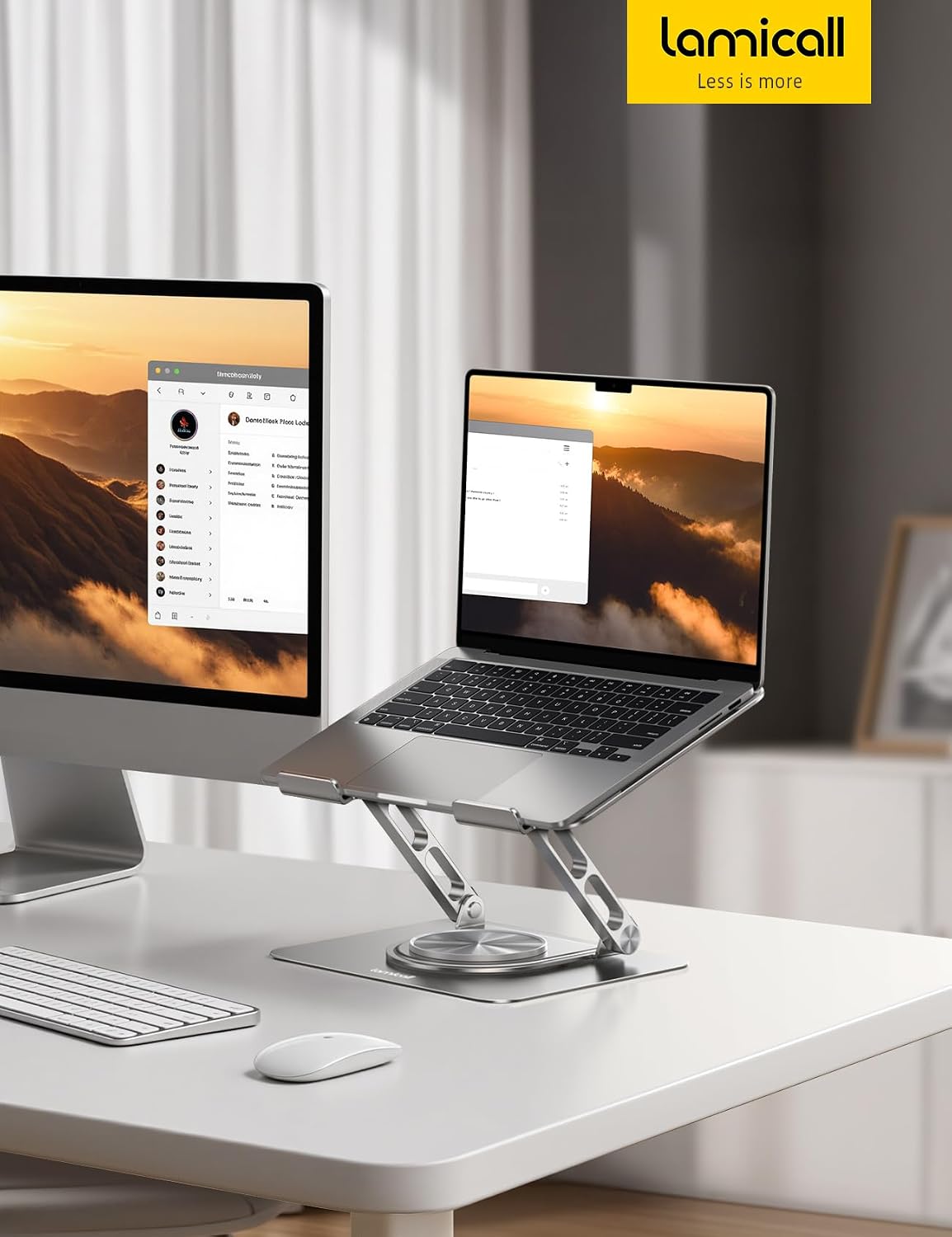 Lamicall - Soporte ajustable para laptop para escritorio - Base gir...