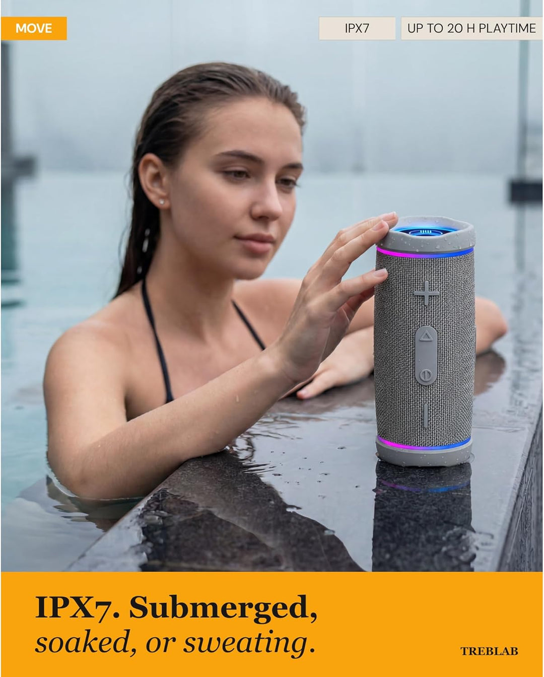 TREBLAB HD77 Altavoz Bluetooth - Potente sonido 360° con graves imp...