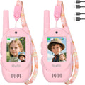 Mafiti Walkie Talkies de video para niños, paquete de 2 juguetes recargables de alcance de 1000 pies para niños de 3, 4, 5, 6, 7, 8 años, regalos de cumpleaños (rosa + rosa)