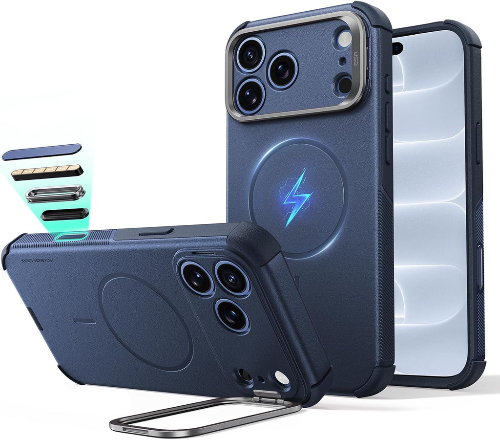 ESR Funda para iPhone 17 Pro Max con Soporte Stash, Protección contra Caídas de Grado Militar 7X con Control de Cámara, Cubierta Resistente para Teléfono que Absorbe Impactos, Compatible con