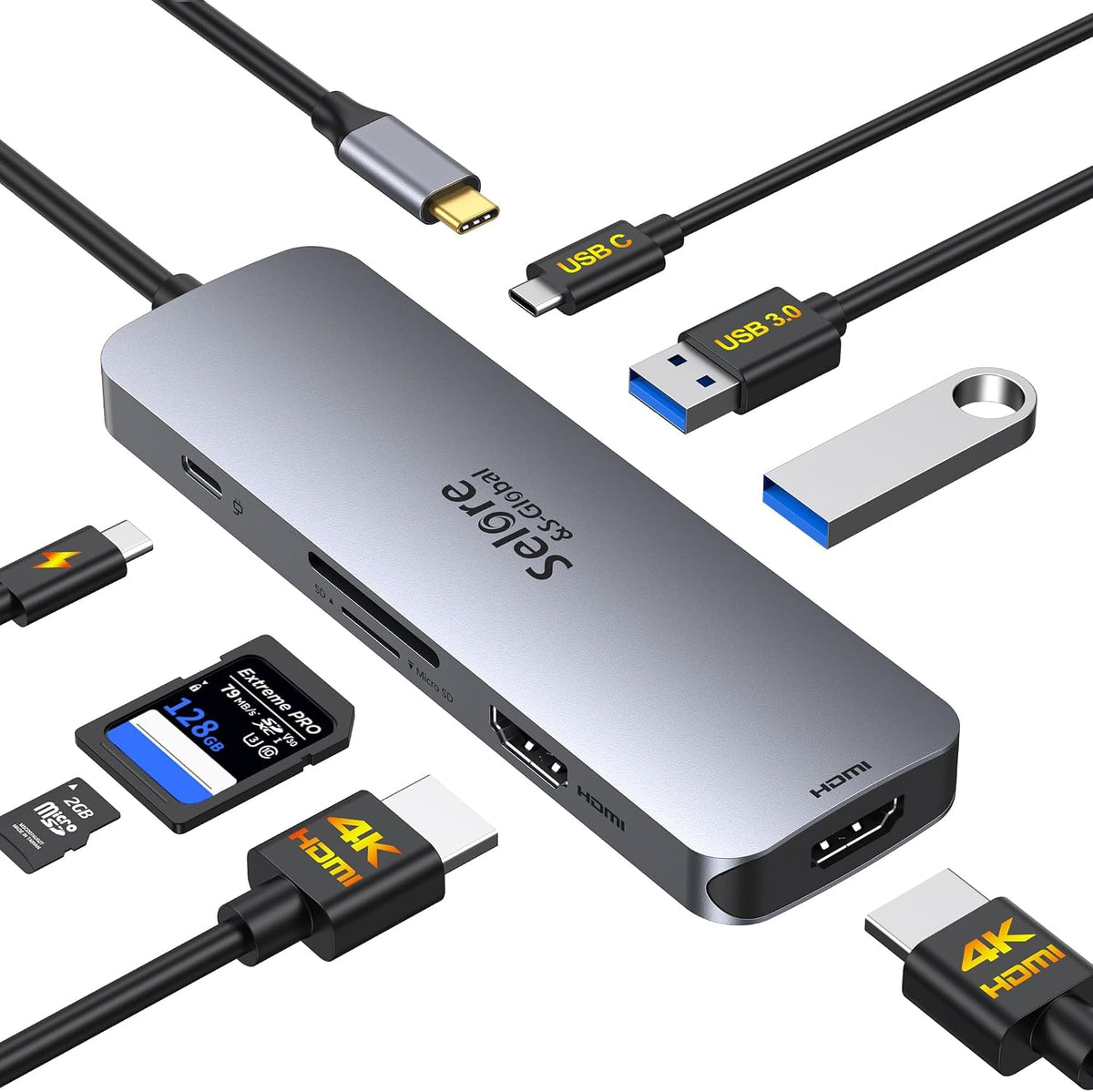 Estación de acoplamiento USB C con monitor dual HDMI, adaptador USB...