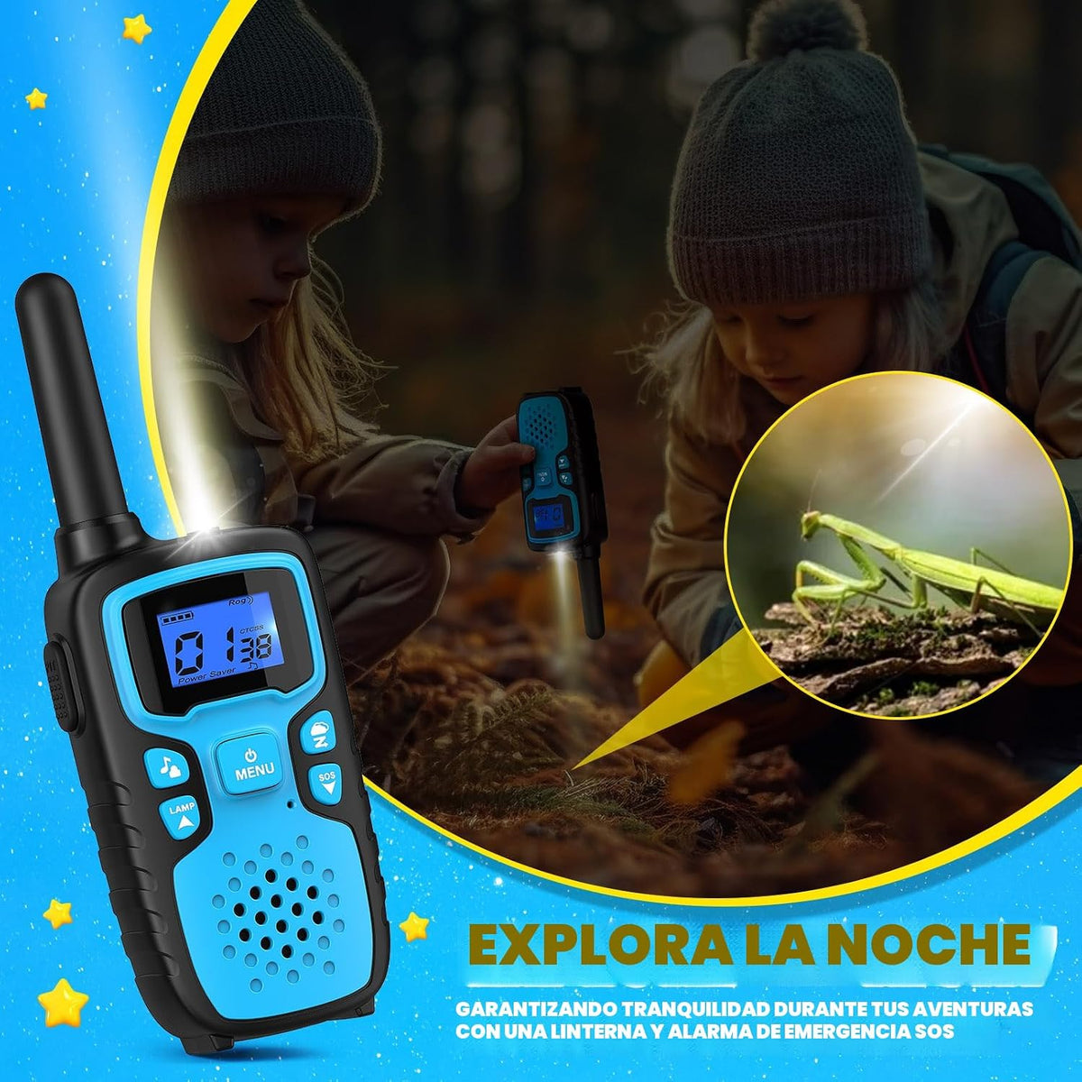 Walkie Talkies para niños recargables de largo alcance, regalo de cumpleaños de Navidad para niños de 5, 6, 7, 8, 9, 10, 11, 12 años, equipo de senderismo, juegos de campamento con NOAA