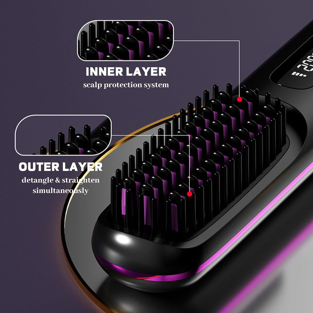 NUMOYA Go Brush Pro - Cepillo alisador portátil para viajes, peine...