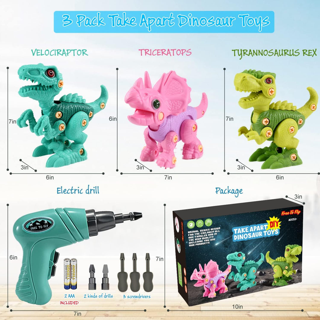 FREE TO FLY Juguetes de dinosaurio para niñas de 3, 4, 5, 6 años, j...