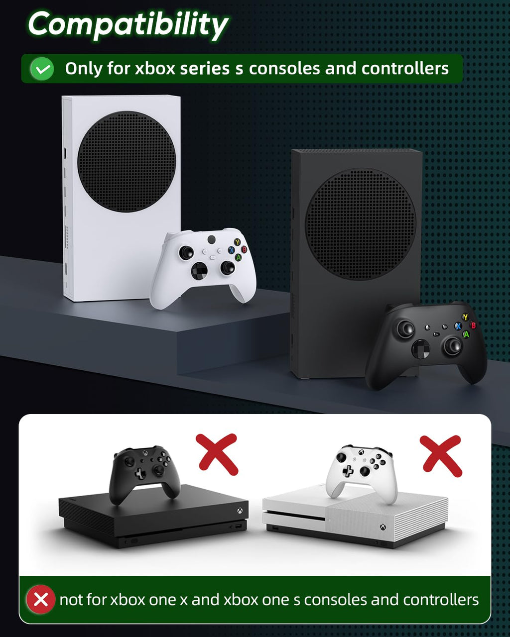Soporte de refrigeración y estación de carga para Xbox Series S con tira de luz RGB, color blanco