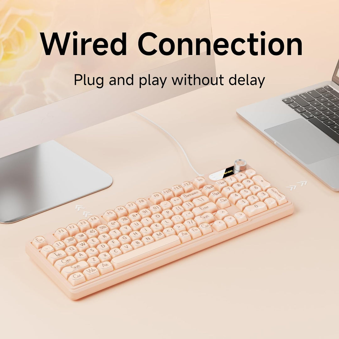 EWEADN V102 Teclado con cable, 98 teclas, teclado cremoso para jueg...