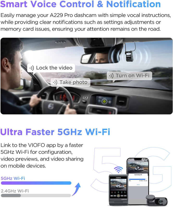VIOFO A229 Pro 4K HDR Dash Cam Dual STARVIS 2 IMX678