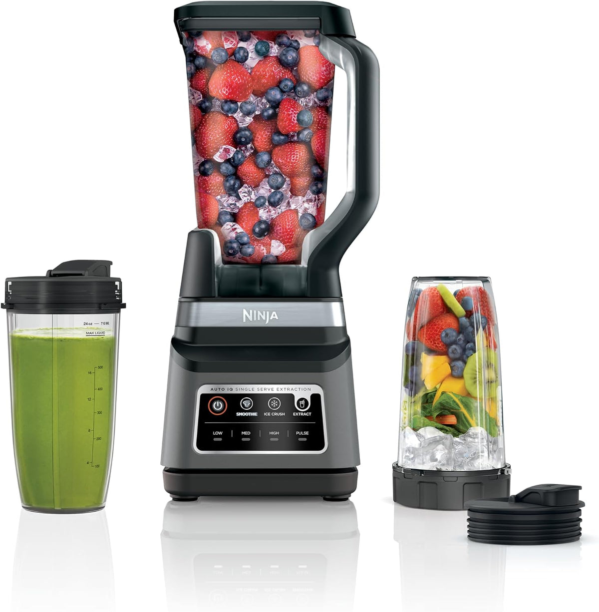Ninja BN751 Professional Plus DUO Licuadora, 1400 vatios máximo, 3 programas de Auto-IQ para batidos, bebidas congeladas y extracciones de nutrientes, jarra de trituración total de 72 onzas y (2