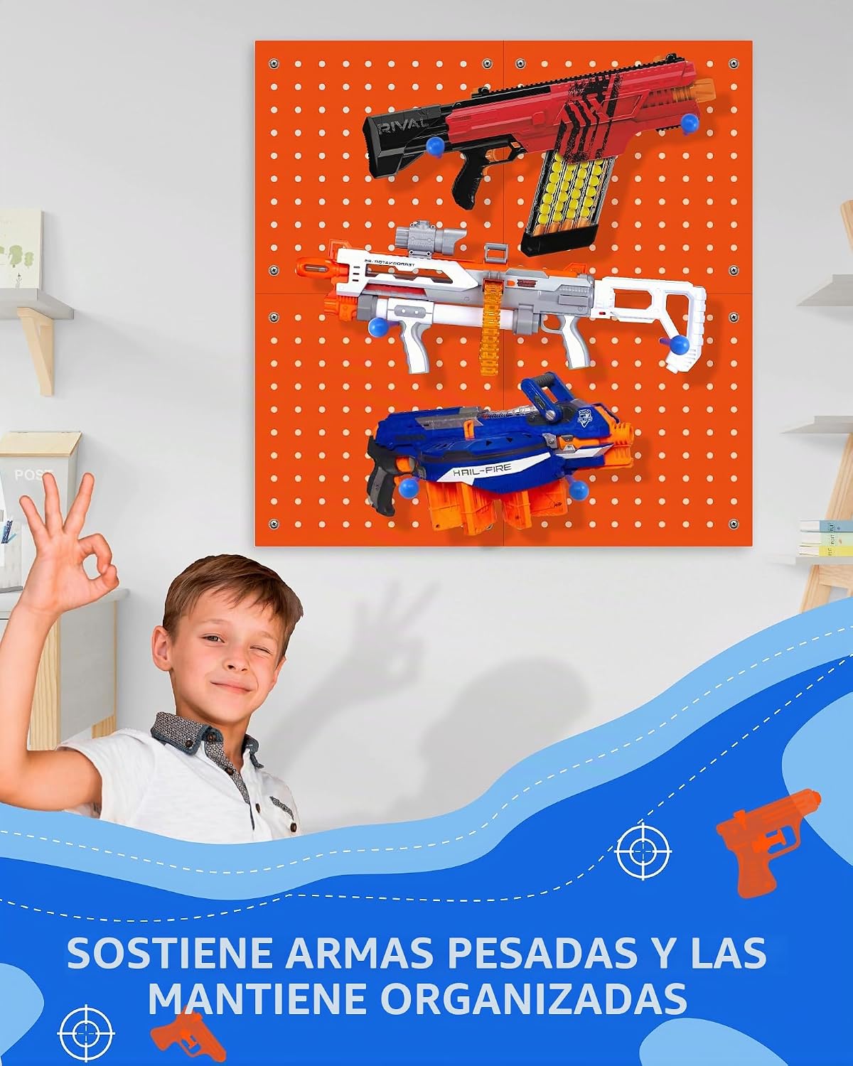 Tablero de clavijas de madera para organizador de almacenamiento de