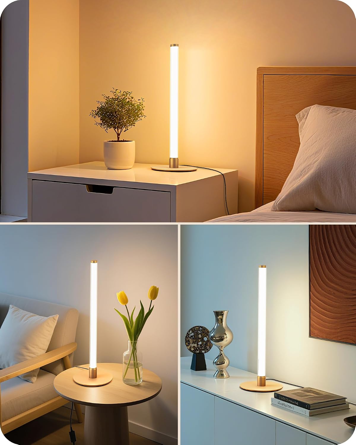 Lámpara EDISHINE Lámpara de mesa moderna, lámpara de noche delgada LED con