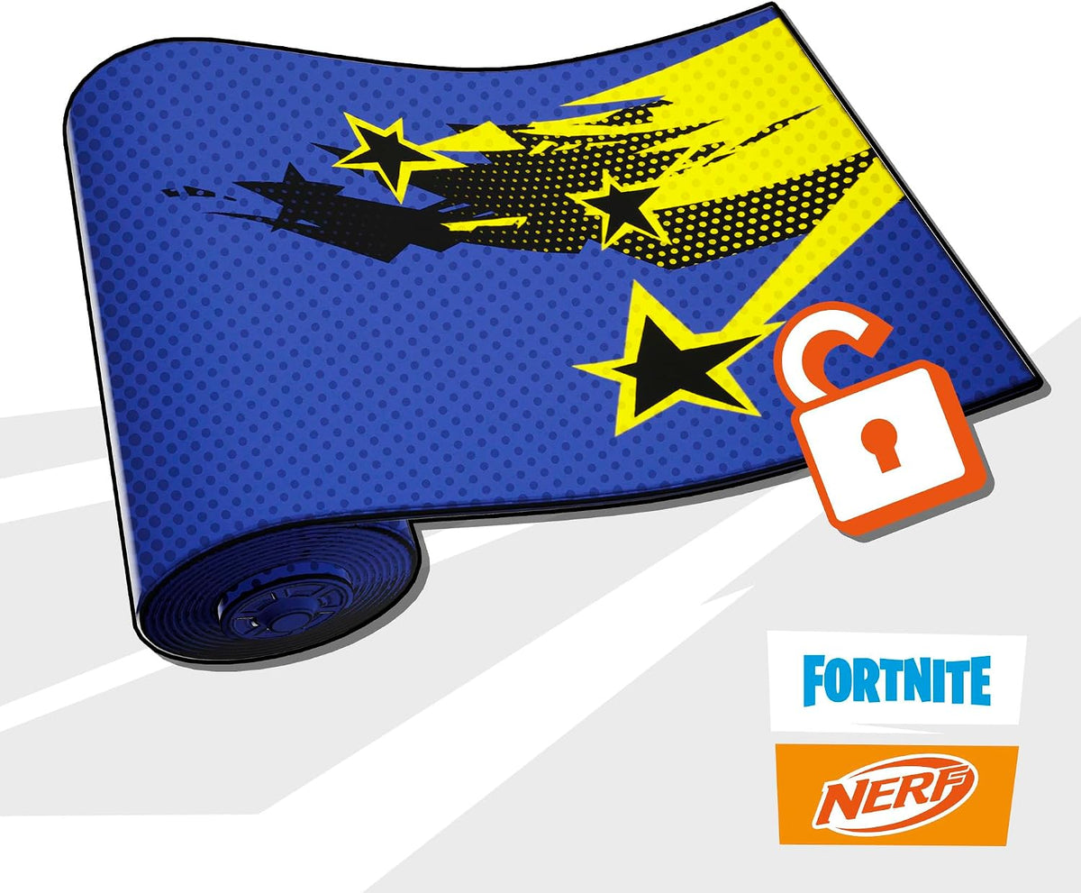Nerf Fortnite Half Tone Hero Blaster, código de bonificación para desbloquear la envoltura de héroe de medio tono en el juego, carga de ruptura, 12 dardos Nerf Elite, regalos de Fortnite