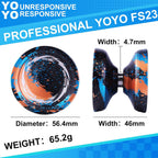 FS23 Finger Spin Yoyo - Yoyo profesional de trucos de metal, sensible y no responde para niños de 8 a 12 años y adultos, doble función Fingerspin trick yoyo con cuerdas y accesorios, negro, azul y