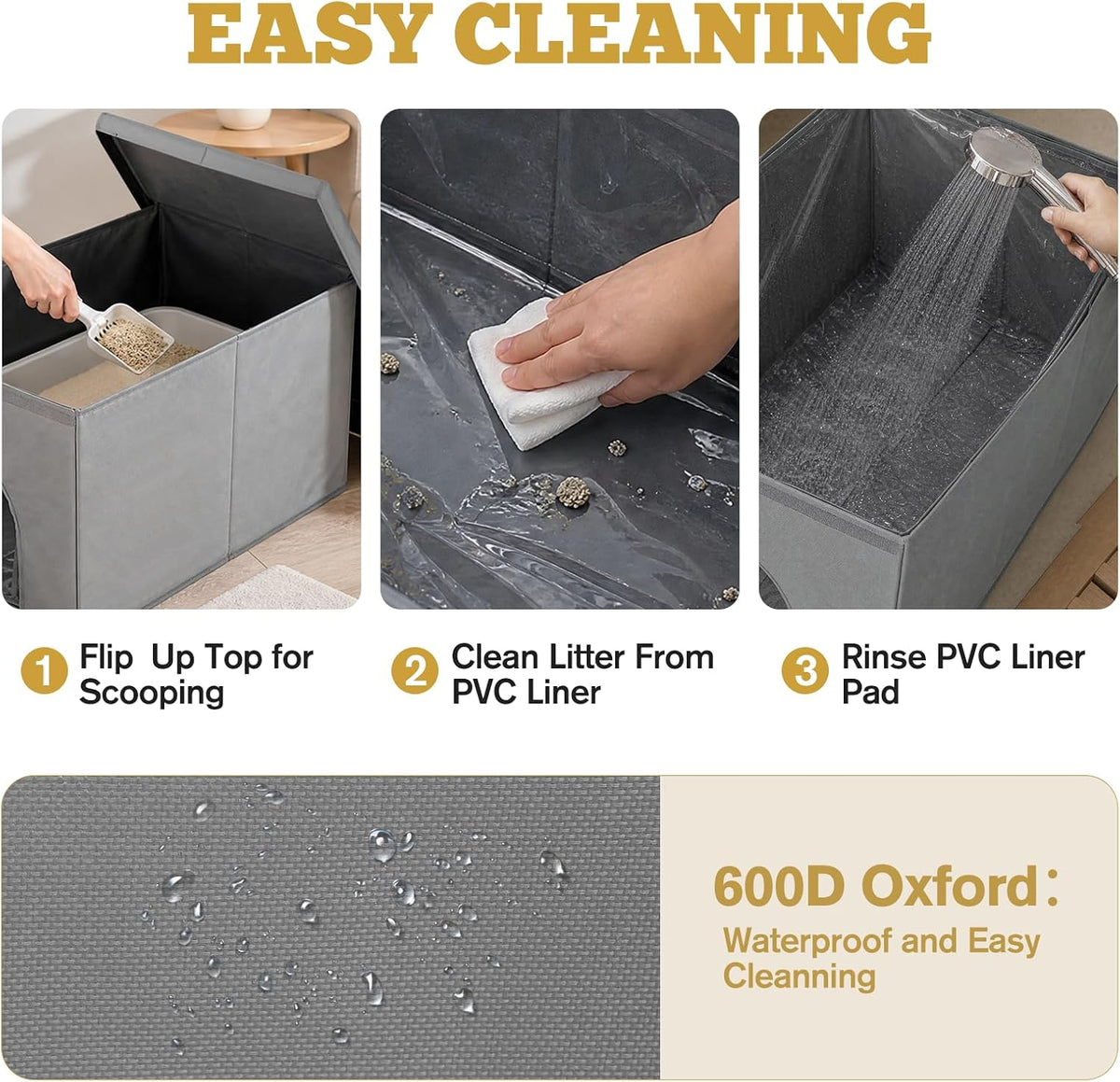Caja de arena para gatos, caja de arena oculta impermeable y a prueba de