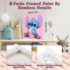 CraftyTime Pack de 6 Kits de Pintura por Números de Dibujos Animados para Niños con Lienzo con Marco, Pintura por Números para Niños de 4-8-12 años, Kits de Pintura Acrílica y al Aceite Fáciles para
