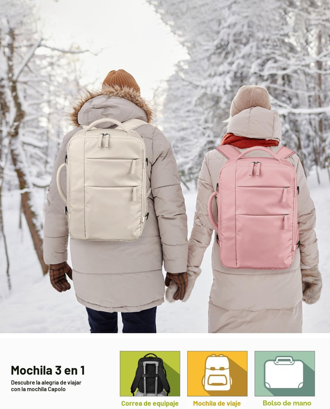 Capolo Mochila de viaje para mujeres y hombres, mochila impermeable...