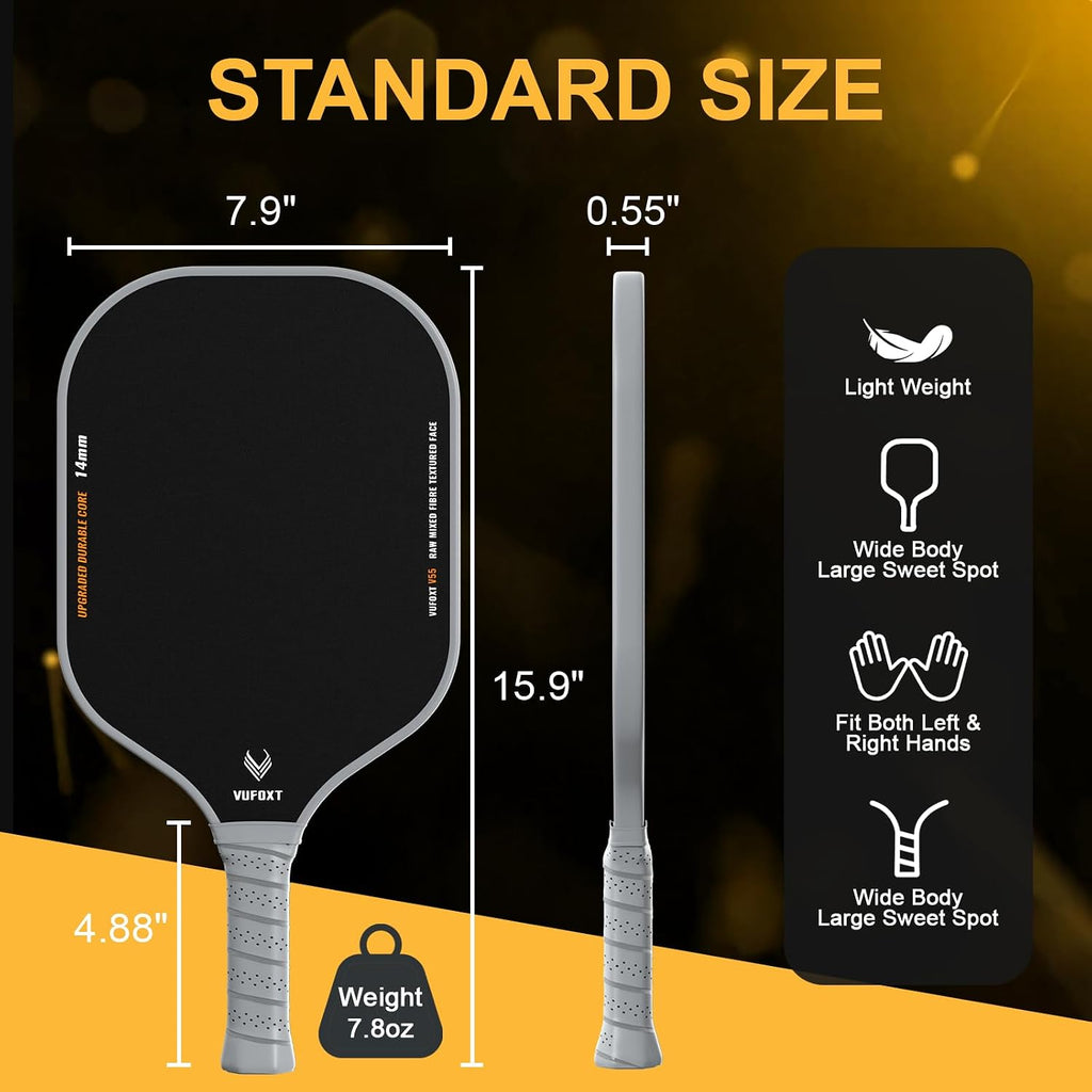 Set de 2/4 Paletas de Pickleball, Aprobado por USAPA, Superficie de Fibra de Carbono - Completo de Pickleball, Núcleo de 14mm PP Honeycomb de Palas Ligeras de Pickleball - Adecuado para Entrenamiento y Juego para Principiantes (Azul)