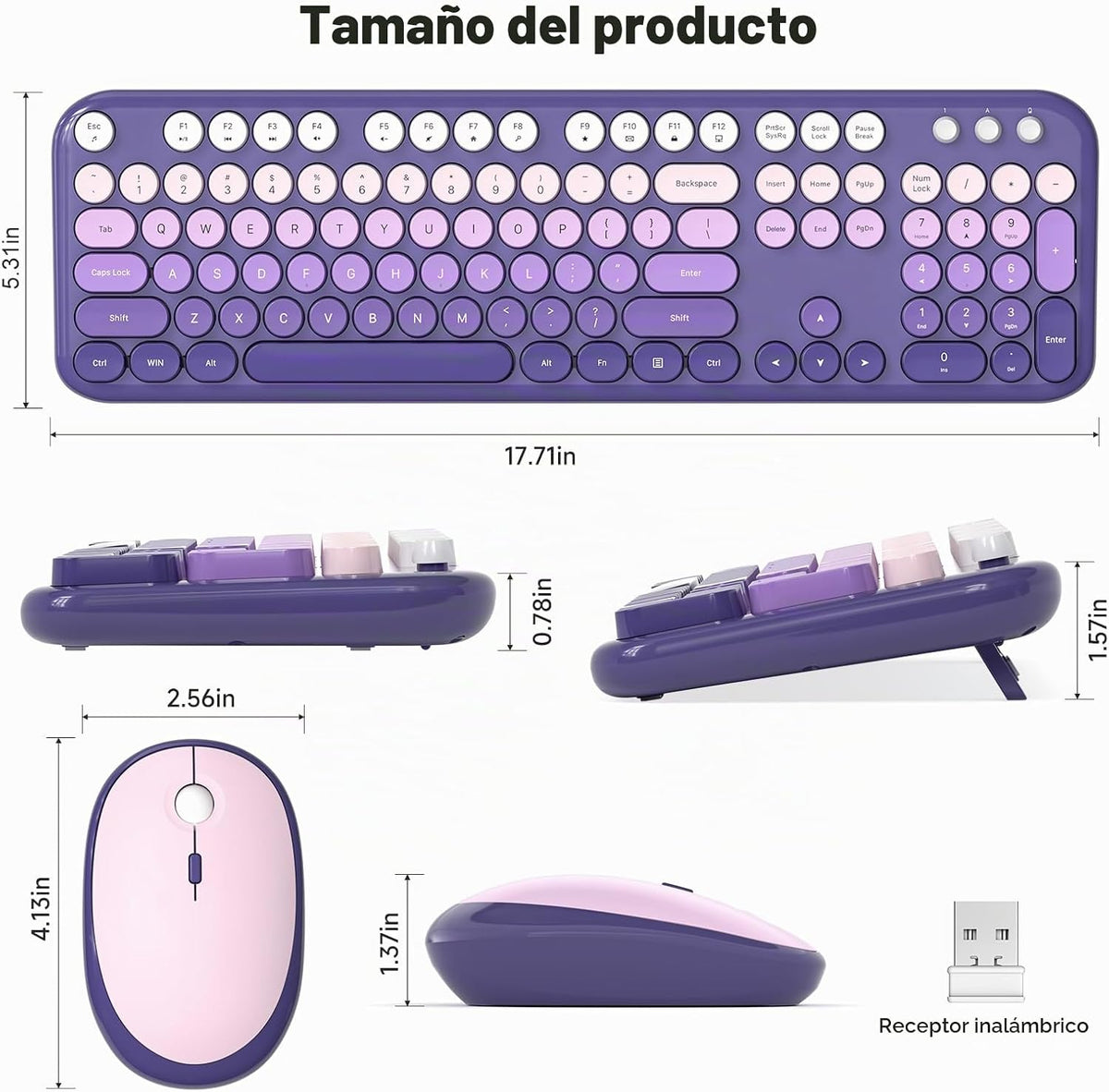 MOFII Combo de teclado y mouse inalámbricos, lindo teclado de tamañ...