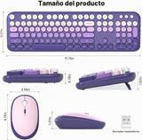 MOFII Combo de teclado y mouse inalámbricos, lindo teclado de tamañ...