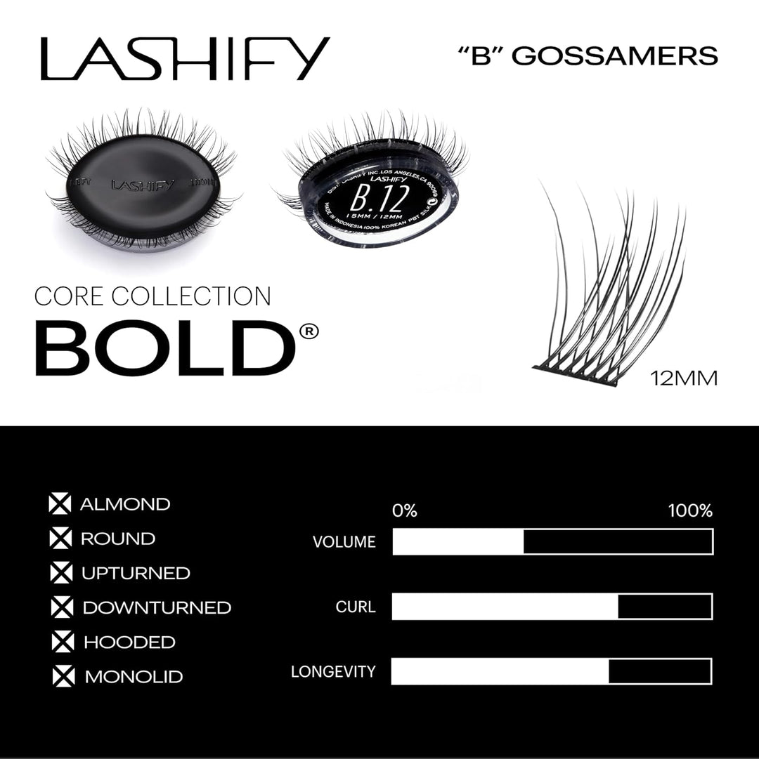 Lashify Recambio de extensiones de pestañas Gossamer de 0.472 pulga...