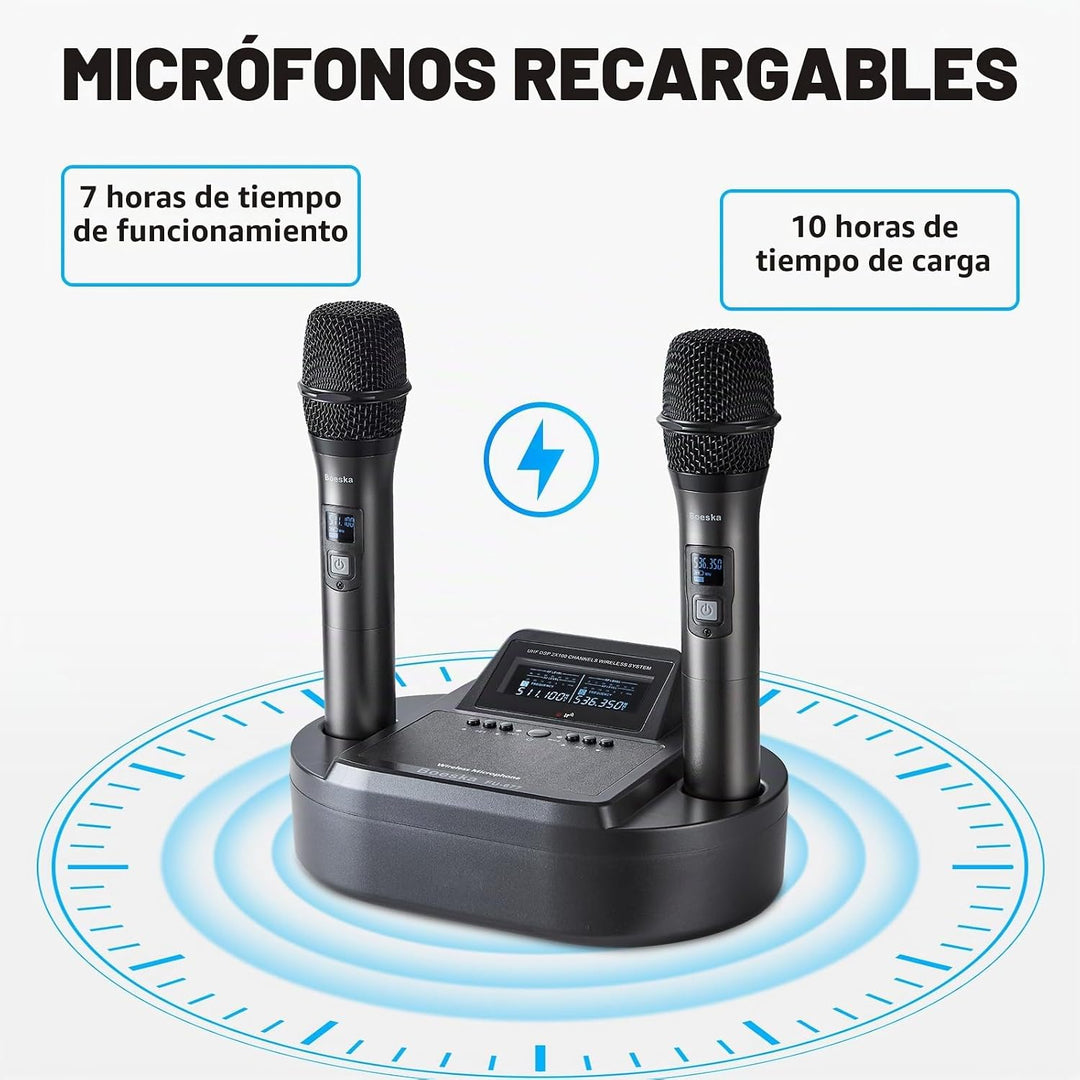 Sistema de micrófono inalámbrico de mano recargable, micrófonos ina...
