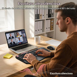 Combo de teclado y mouse inalámbricos, teclado ergonómico con 6 tec...