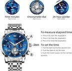 OLEVS Relojes para hombres Luxurious vestimenta acero inoxidable resistente al agua cronógrafo