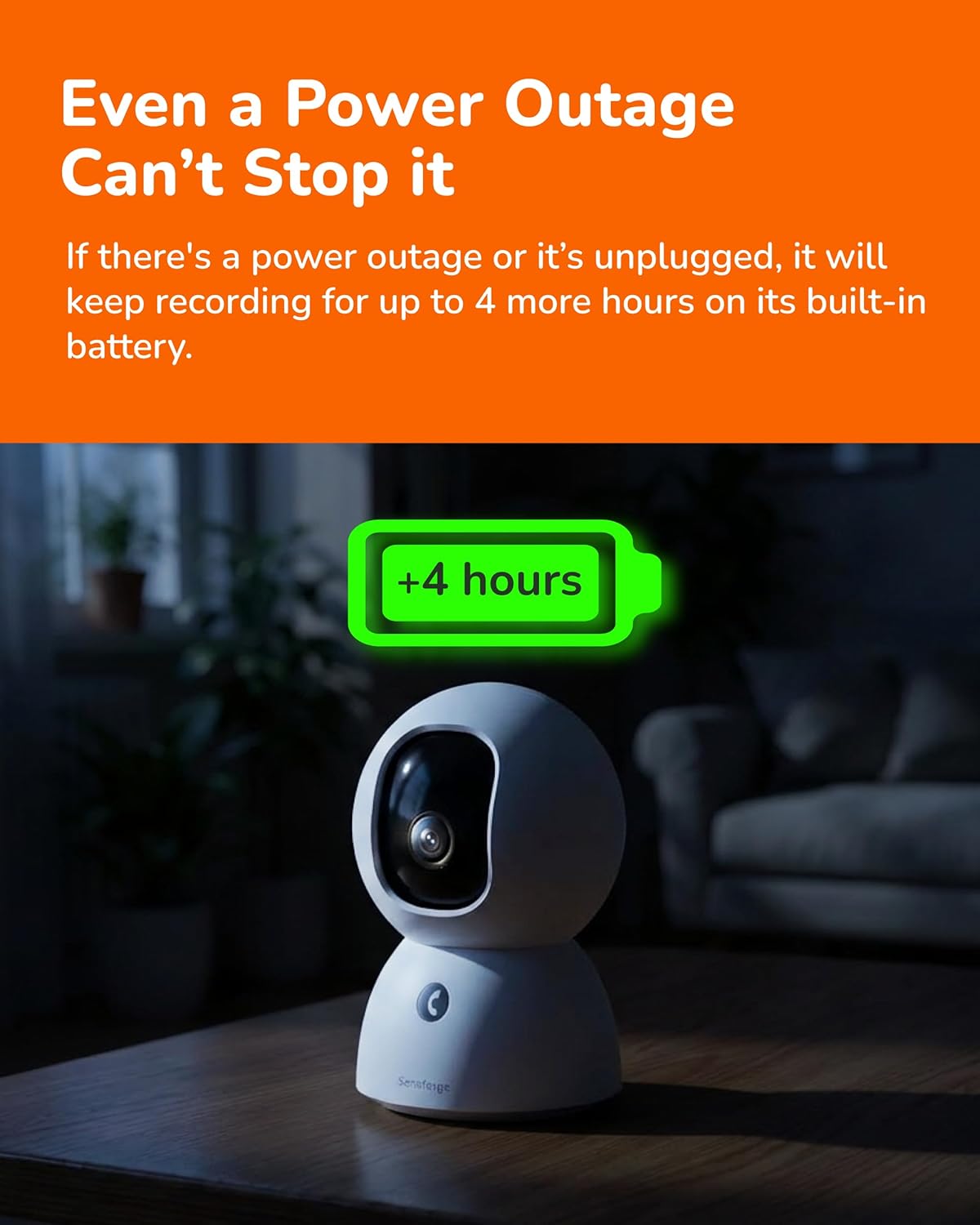 Sensforge Cámara de seguridad recargable de 2.5K para interiores, d...