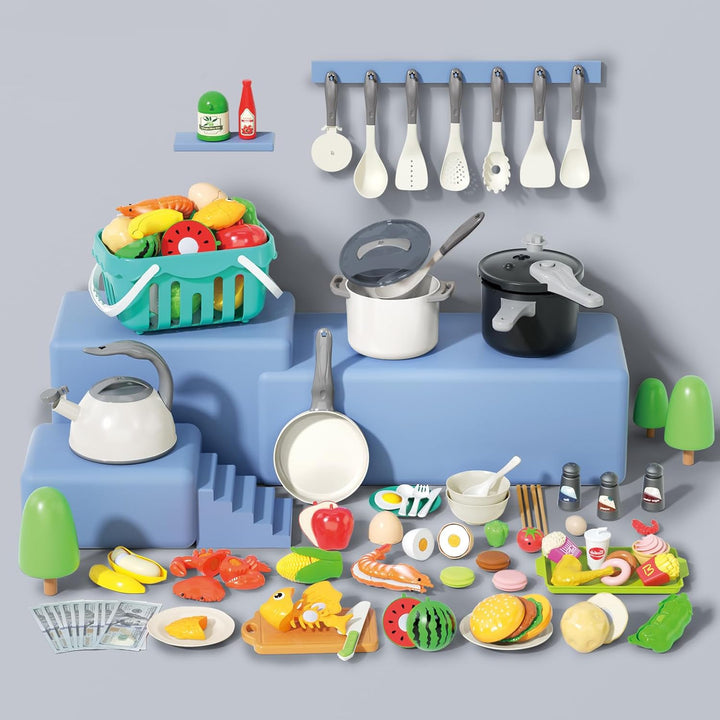 Juego de cocina de 130 piezas, ollas de juego de cocina para niños,...