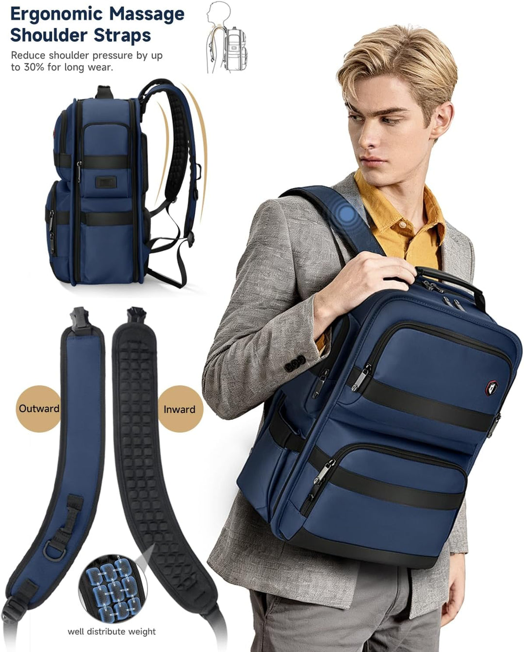 RoyalAnt Mochila de trabajo para hombres, mochila para laptop de 17...