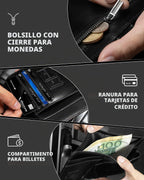 Soporte para pasaporte para familia de viajes: Cartera de cuero de grano completo para pasaporte para hombres - Cartera delgada con hebilla magnética con bloqueo RFID para billete aéreo SIM