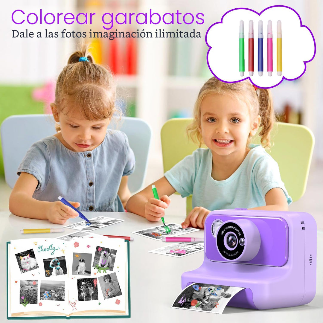 Cámara para Niños con Impresión Instantánea, Regalos de Navidad y C...