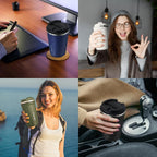 Paquete de 4 tazas de café de viaje de 17 onzas aisladas con tapa, taza de café térmica reutilizable de acero inoxidable para mantener bebidas calientes y frías para automóvil, diario, viajes y regalos, multicolor