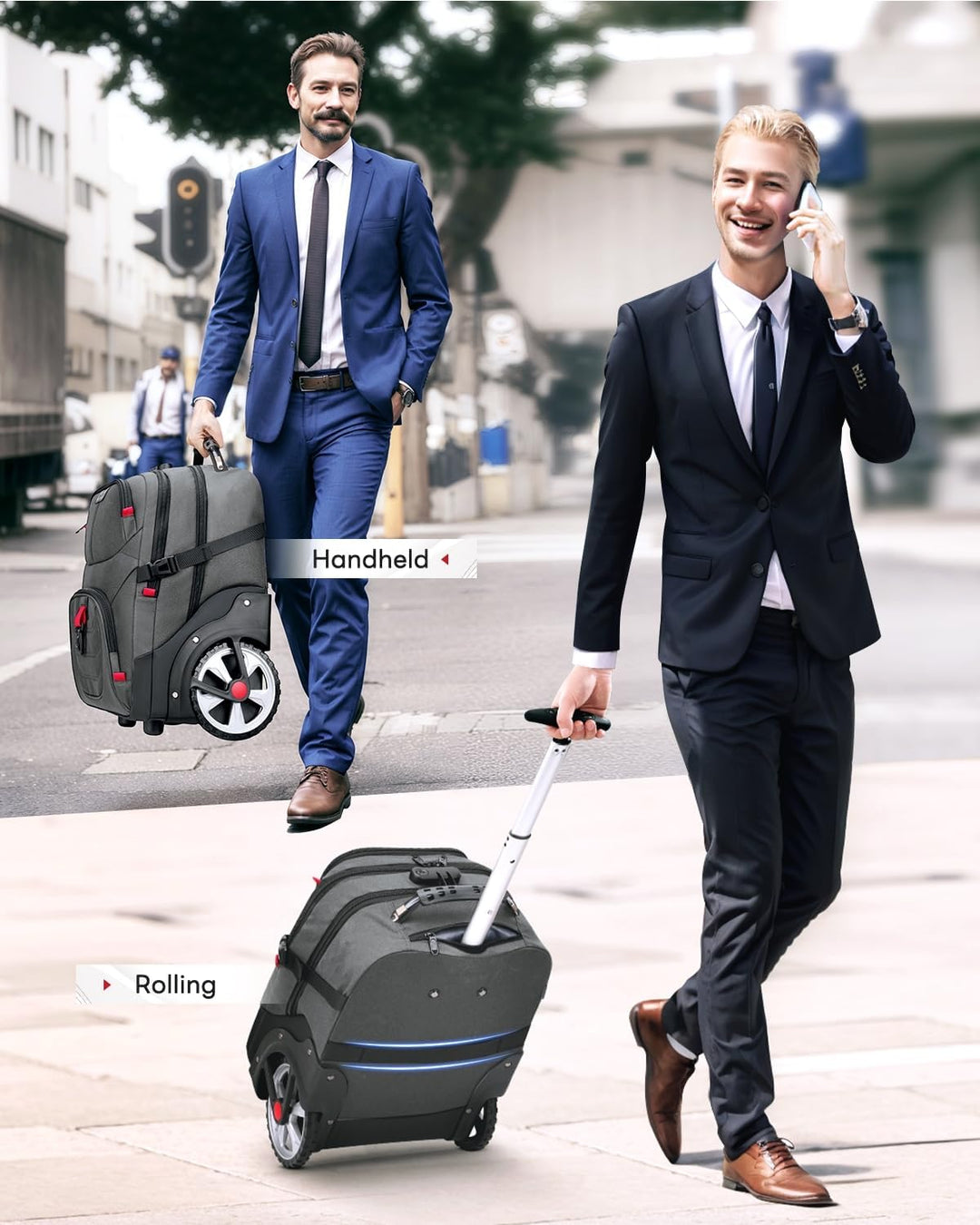 MATEIN Bolsa con ruedas para laptop con ruedas más grandes, espacio...
