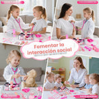Kit de Doctor para Niñas, kit de Doctor de 34 piezas para niños pequeños de 3 a 5 años con bolsa de almacenamiento médica y estetoscopio real, juego de simulación de Doctor, regalo de juego