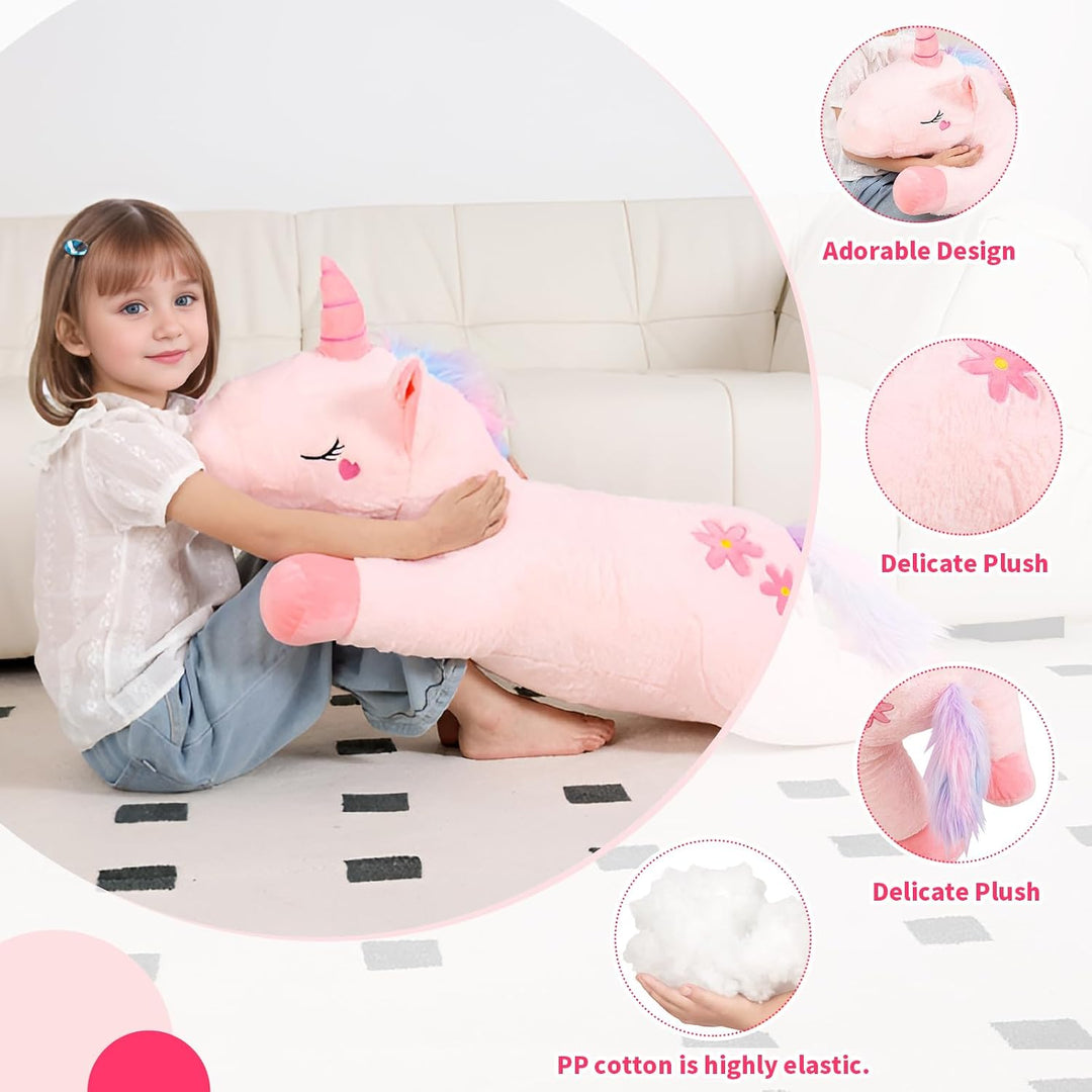 Tianmihou Lindo juguete de peluche gigante de unicornio rosa de 40...