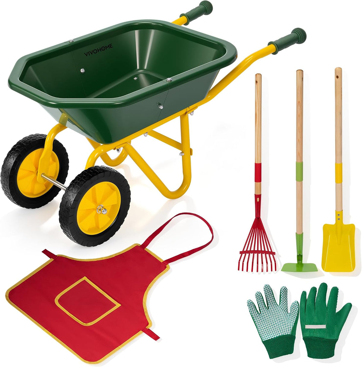 VIVOHOME Juego de carretilla para niños de 30 pulgadas, 6 piezas para niños