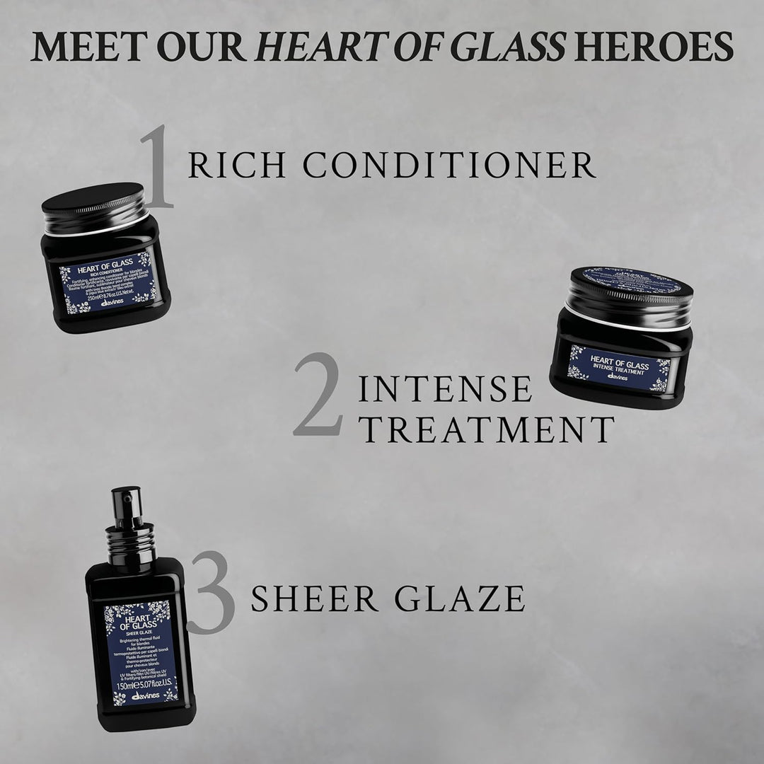Davines Heart of Glass Rich Conditioner, Fortifying Treatment for B...