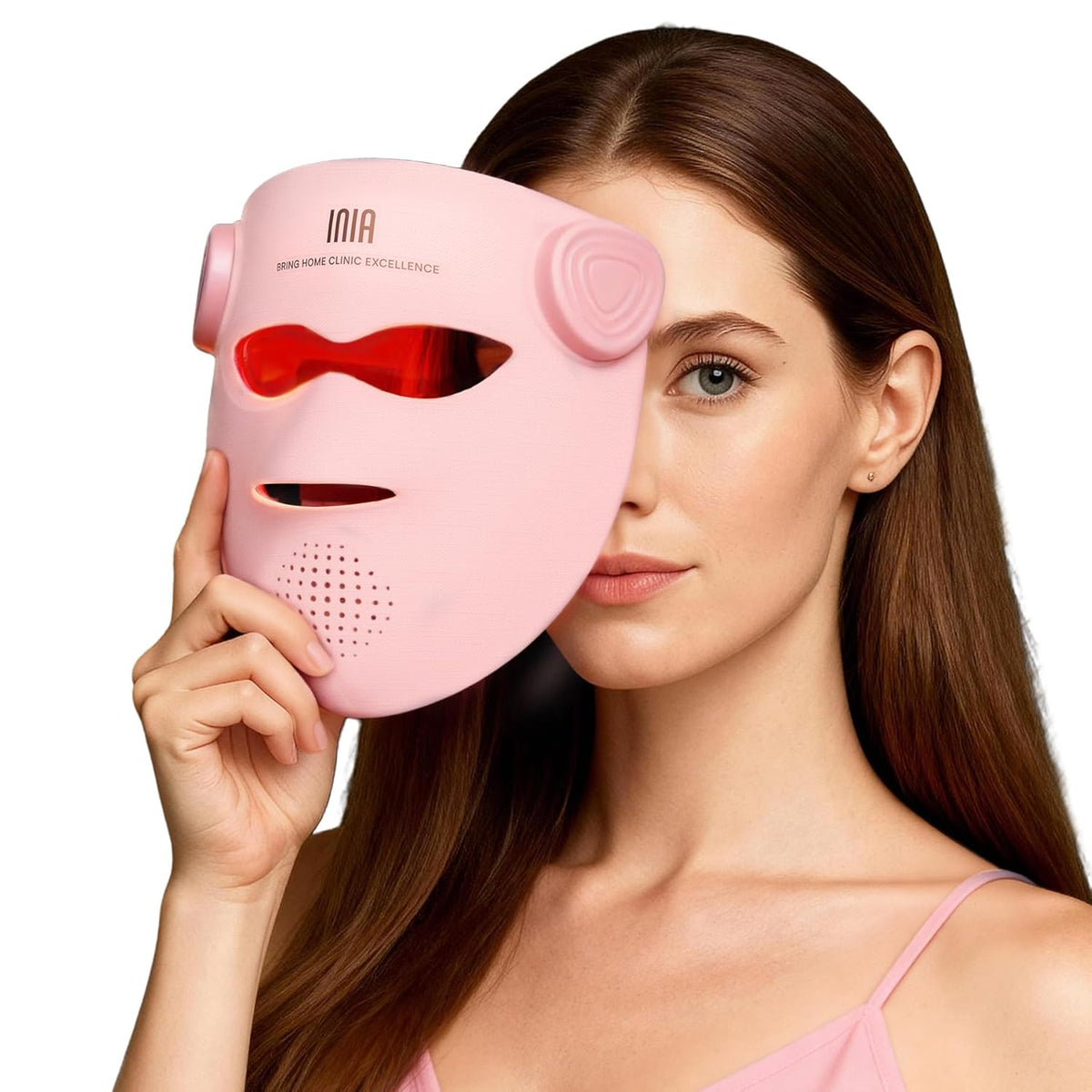 INIA Glow 4D - Máscara de terapia de luz roja inalámbrica para cara...