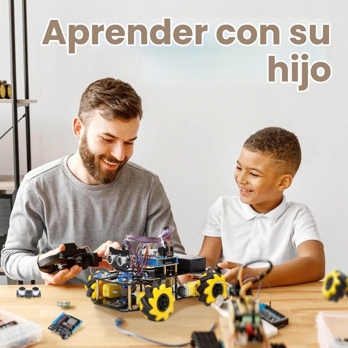 ACEBOTT Kit de robot, robótica para niños de 8 a 12 años, 12 a 16 años, juguetes STEM para niños con control remoto y aplicación, compatible con Arduino y arañazos, kits de ciencia para niños de 8 a 12 a 16 años, para niños y niñas (amarillo)