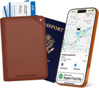 Apple MFi - Soporte para pasaporte rastreable para viajes (solo iOS) funciona con Apple Find My, funda recargable para pasaporte Air de 3 años de duración de la batería, cartera de viaje