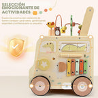 Wooden Activity Cube Push Walker, Wooden Baby Walker, Montessori Toys para Babies 10-12 Months 1 2 3 Years Old Boys & Girls, Help Learning a Walk & Sit-a-Stand