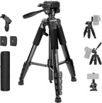 NEEWER BASICS - Trípode para cámara, trípode de 71 pulgadas con soporte para teléfono celular, compatible con iPhone para grabación de video, soporte de viaje portátil ligero de aluminio profesional