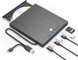 ASHDOL Unidad externa de CD DVD 9 en 1, lector de discos USB 3.0 y...