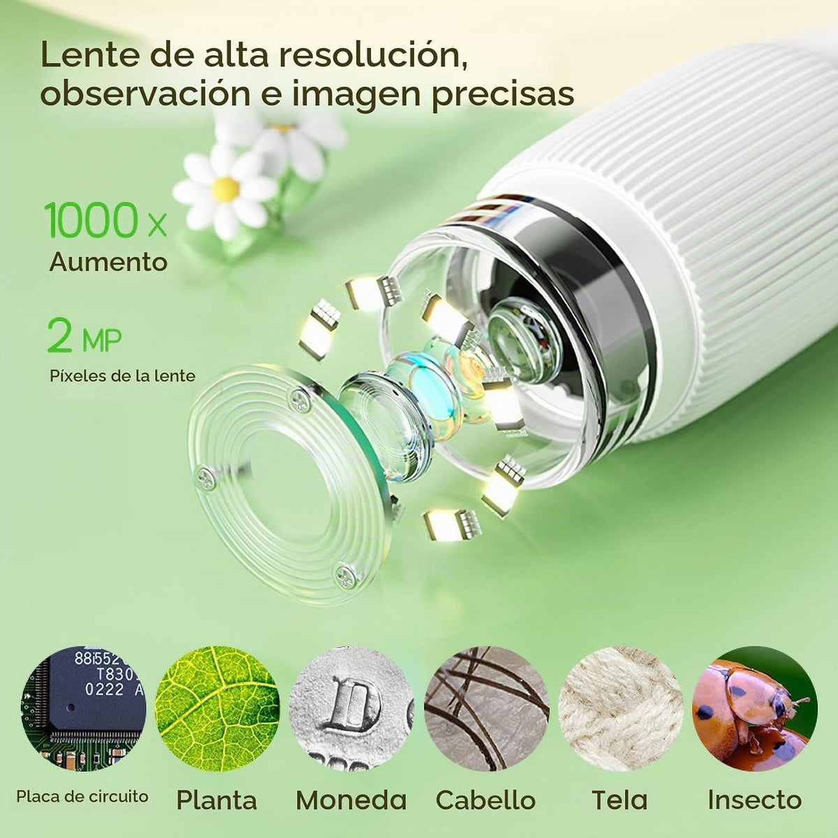 Microscopio para niños - Lupa portátil de mano para niñas | Mini microscopio digital para niños juguetes educativos de ciencia | Edad 3, 4, 5, 6, 7, 8, 9, 10, 11 años, regalos de cumpleaños de