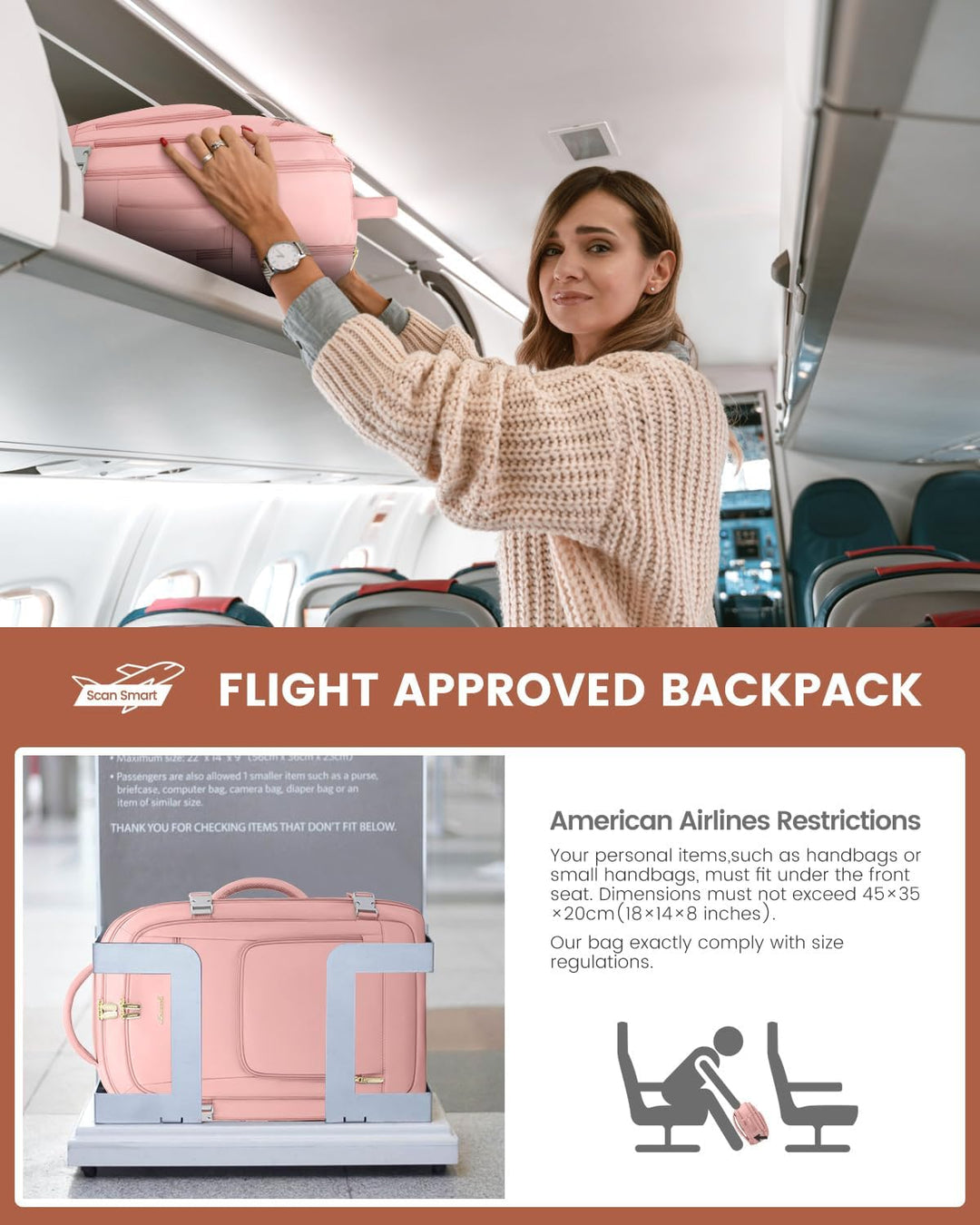 LOVEVOOK Mochila de viaje para mujer, mochila de transporte de 40 l...