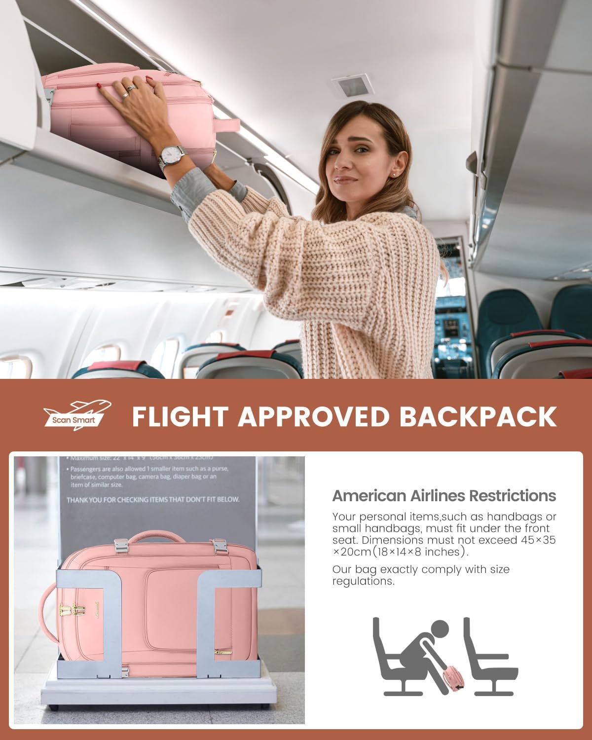 LOVEVOOK Mochila de viaje para mujer, mochila de transporte de 40 l...