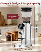 Tuni Molinillo de café con rebabas cónicas G2, 70 ajustes de molienda
