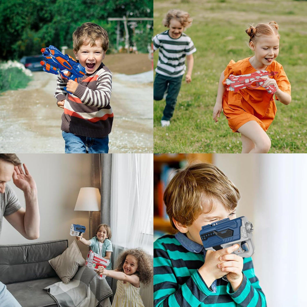 Juego de 4 Blasters para Niños de 5+ Años | 80 Dardos de Espuma y 4 Muñequeras | Regalo de Juguete de Batalla en Equipo - Navidad Cumpleaños Fiesta de Pascua