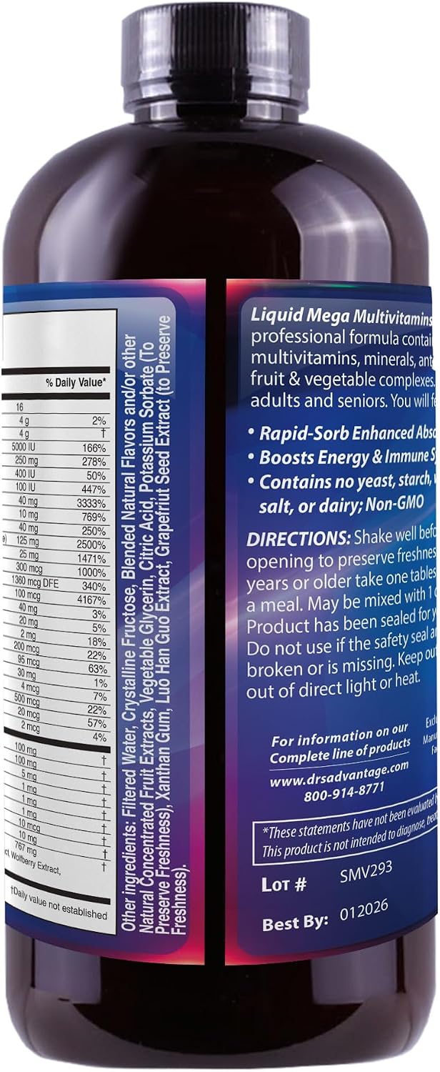 DRS Advantage \u2013 Líquido Mega de suplementos multivitamínicos &...